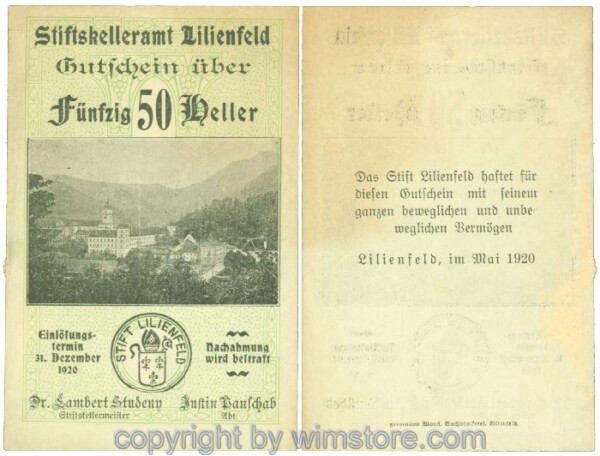Lilienfeld, Prv. Stiftskelleramt, J00526If, 50 Heller; 2-3