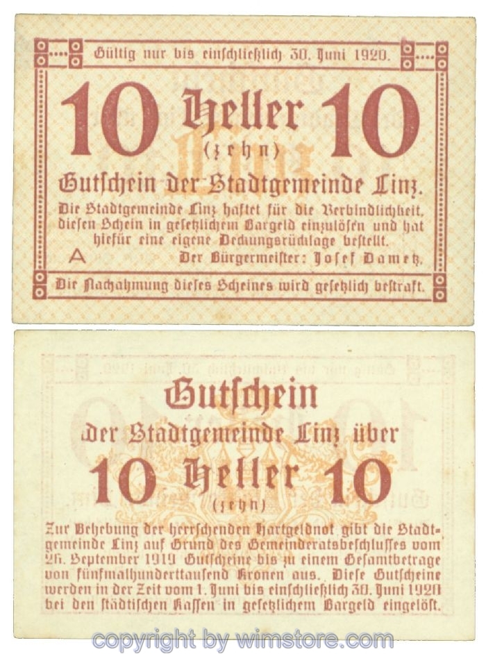 sn108306 Linz, J00529a, 10 Heller; 1