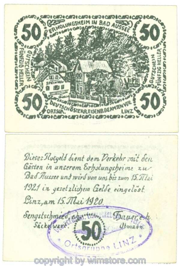 Linz, Prv. Dt.-österr. Eisenbahnbeamtenverein, J00533c, 50 Heller; 1