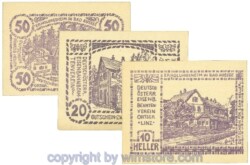 Linz, Prv. Dt.-österr. Eisenbahnbeamtenverein, J00533c, Serie 10, 20, 50 Heller; 1