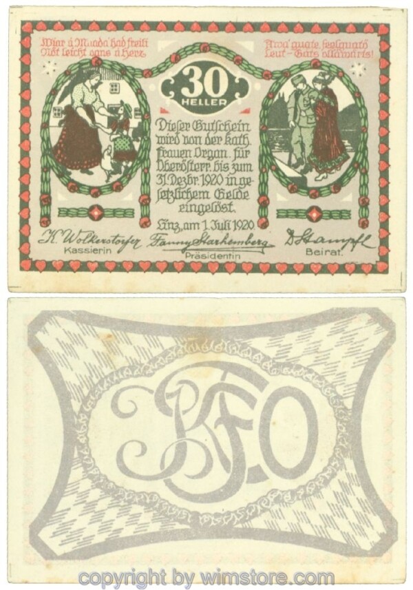 Linz, Prv. Kath. Frauenorganisation, J00535, 30 Heller; 1