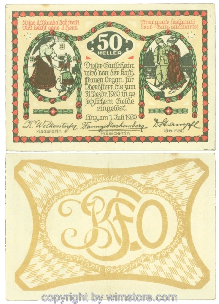 sn108350 Linz, Prv. Kath. Frauenorganisation, J00535, 50 Heller; 1