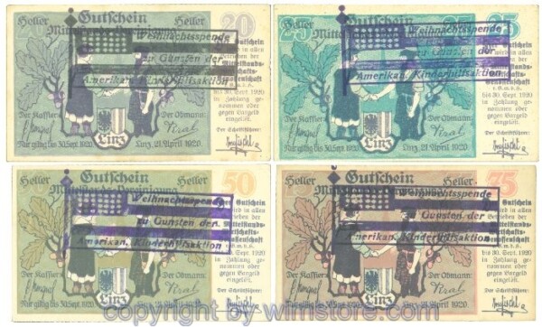 sn108368 Linz, Prv. I. Mittelstand-Wirtschafts-Genossenschaft, J00550b, Serie 20, 25, 50, 75 Heller; 1-2