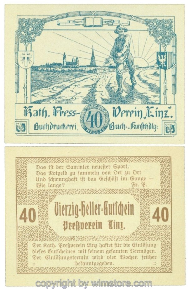 Linz, Prv. Pressverein Linz, J00553Ib, 40 Heller; 1