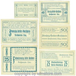 Linz, Prv. Pressverein Linz, J00553Ic, Serie 5, 20, 25, 40, 50, 75 Heller; 1-