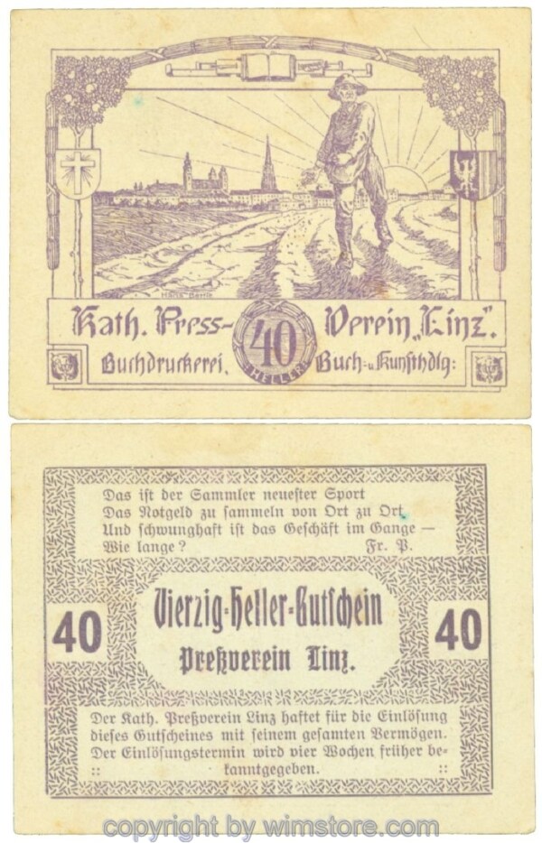 Linz, Prv. Pressverein Linz, J00553Ig, 40 Heller; 1-