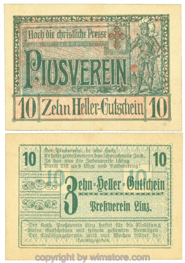 Linz, Prv. Pressverein Linz, J00553IIa, 10 Heller; 1