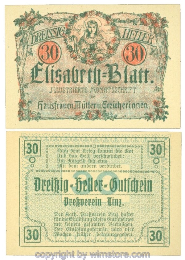 Linz, Prv. Pressverein Linz, J00553IIa, 30 Heller; 1