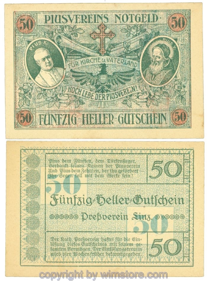sn108403 Linz, Prv. Pressverein Linz, J00553IIa, 50 Heller; 1
