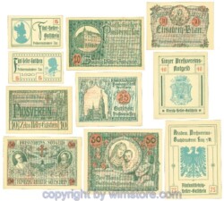 Linz, Prv. Pressverein Linz, J00553IIa, 5, 5, 10, 20, 25, 30, 40, 50, 50, 75 Heller; 1