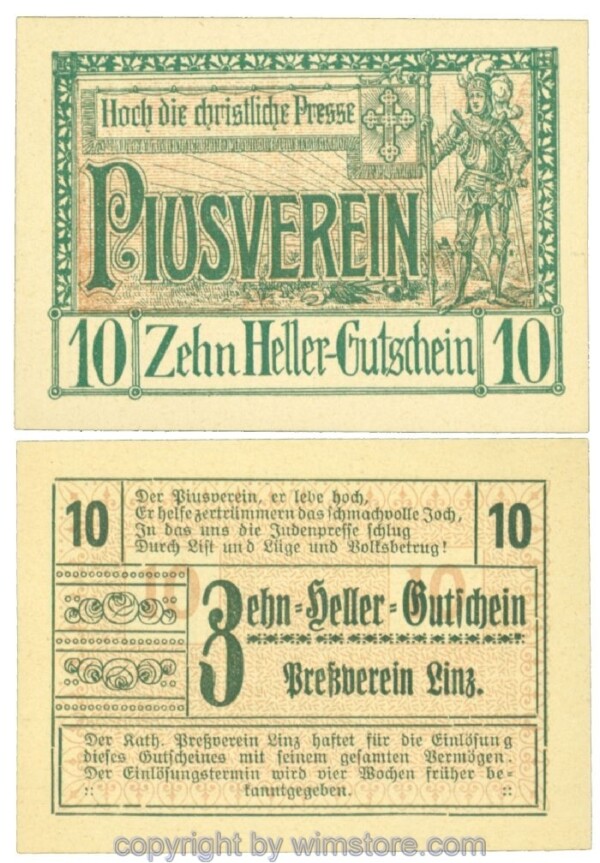 Linz, Prv. Pressverein Linz, J00553IIe, 10 Heller; 1