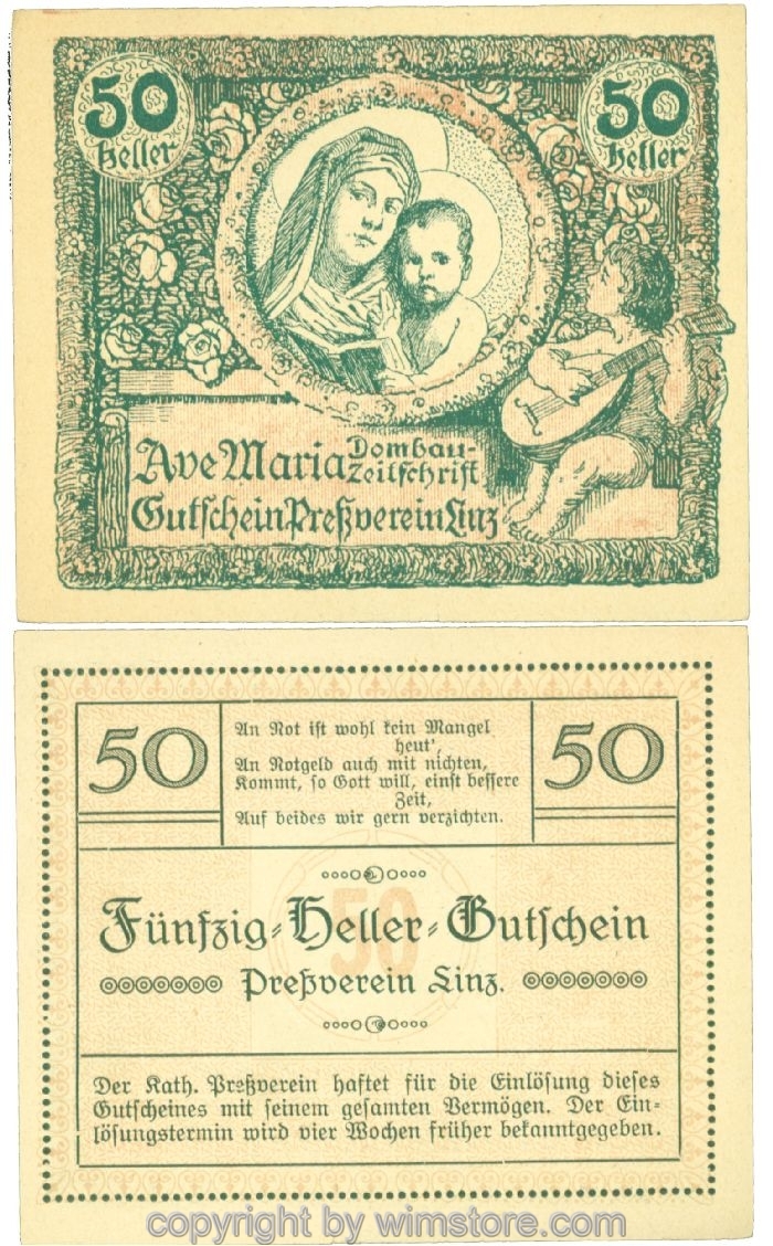 sn108422 Linz, Prv. Pressverein Linz, J00553IIe, 50 Heller; 2