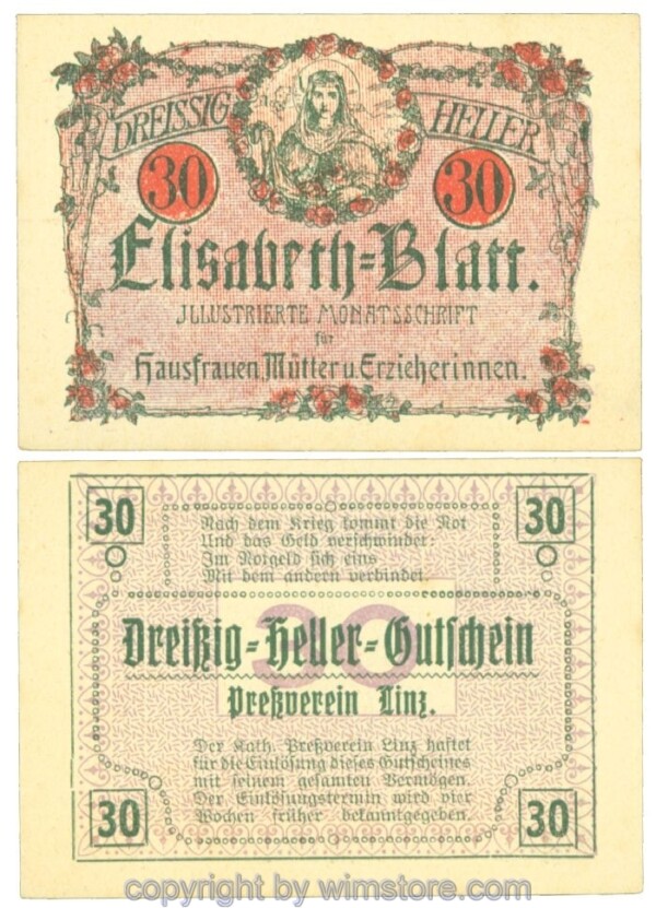 Linz, Prv. Pressverein Linz, J00553IIf, 30 Heller; 1