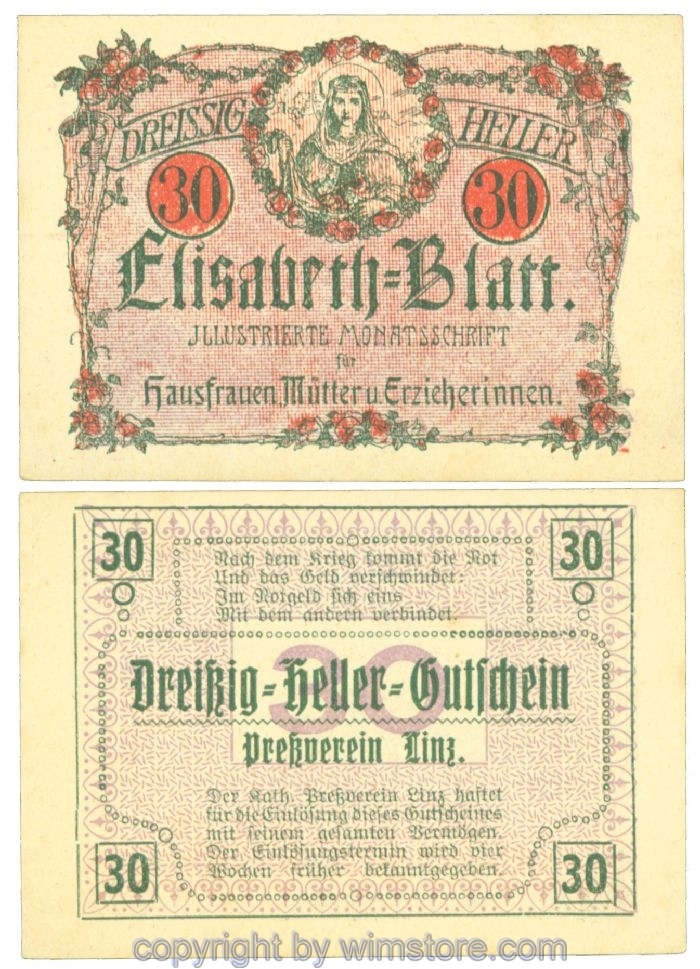 sn108429 Linz, Prv. Pressverein Linz, J00553IIf, 30 Heller; 1