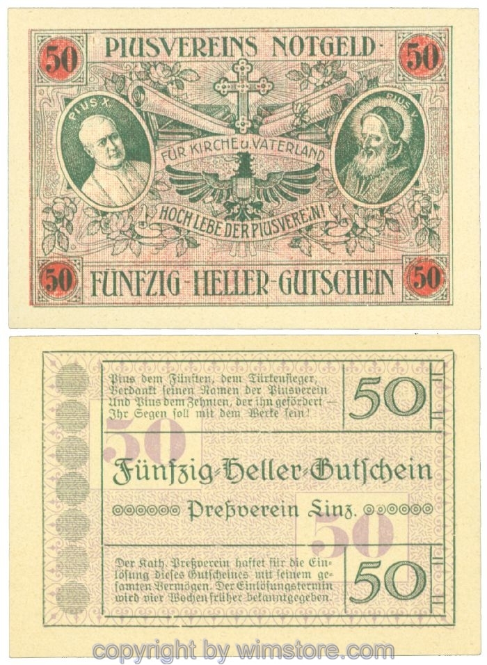sn108431 Linz, Prv. Pressverein Linz, J00553IIf, 50 Heller; 1