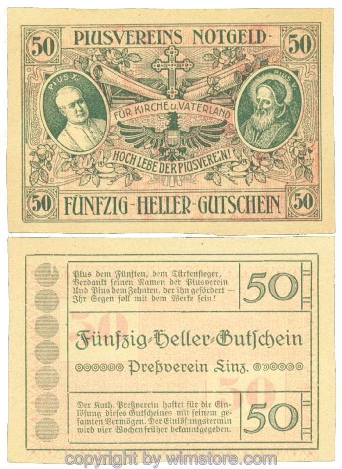 sn108439 Linz, Prv. Pressverein Linz, J00553IIg, 50 Heller; 1