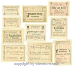 Linz, Prv. Pressverein Linz, J00553IIg, Serie 5, 5, 10, 20, 25, 30, 40, 50, 50, 75 Heller; 1