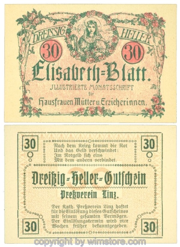 Linz, Prv. Pressverein Linz, J00553IIh, 30 Heller; 1