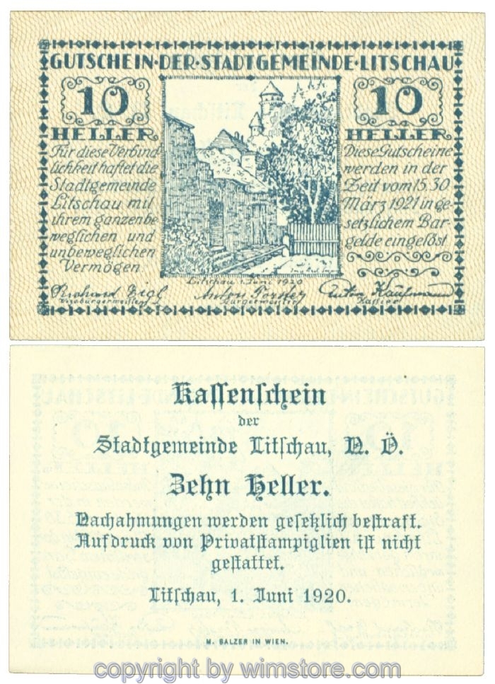 Litschau, J00558a, 10 Heller; 1