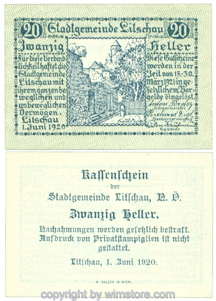 Litschau, J00558a, 20 Heller; 1