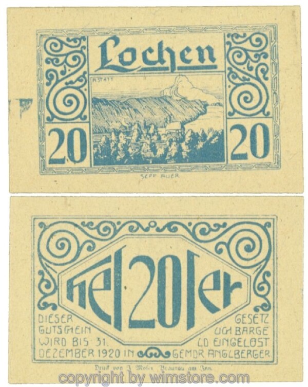 sn108462 Lochen, J00559a, 20 Heller; 1