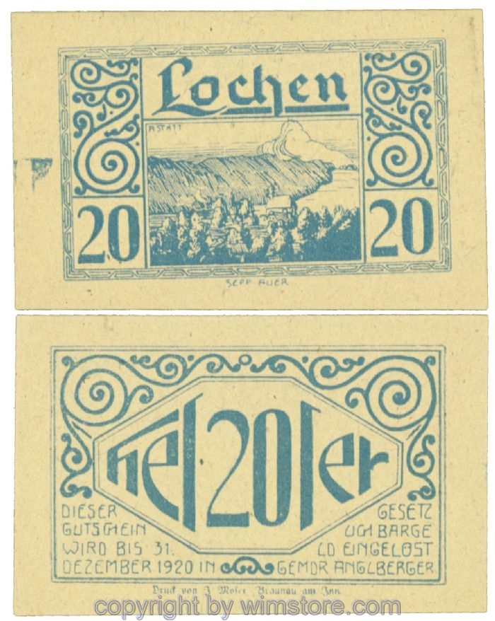 sn108462 Lochen, J00559a, 20 Heller; 1