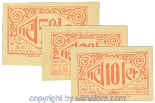 Lochen, J00559d, Serie 10, 20, 50 Heller; -1