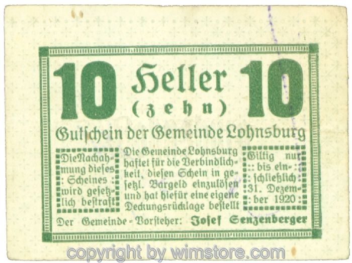 sn108490 Lohnsburg, J00561Ia, 10 Heller; 2-3