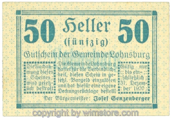 sn108496 Lohnsburg, J00561Ic, 50 Heller; 1