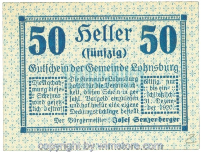 sn108498 Lohnsburg, J00561Id, 50 Heller; 1