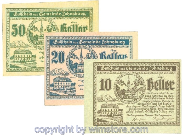 sn108501 Lohnsburg, J00561II, Serie 10, 20, 50 Heller; 1