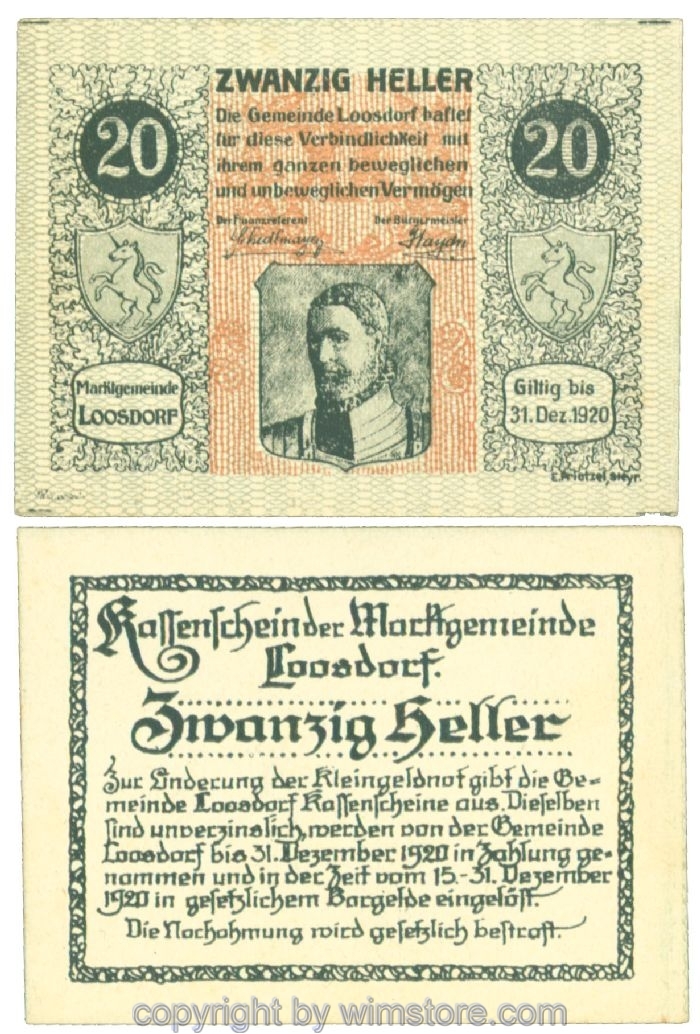 Loosdorf, J00563a, 20 Heller; 1