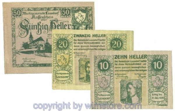 Loosdorf, J00563b, Serie 10, 20, 50 Heller; 1