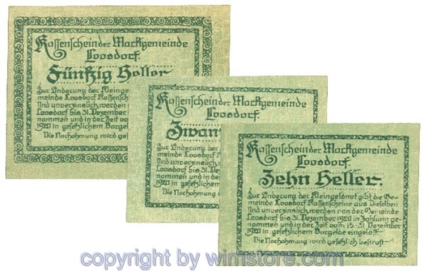 Loosdorf, J00563b, Serie 10, 20, 50 Heller; 1