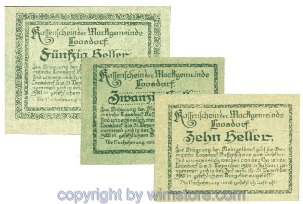 Loosdorf, J00563c, Serie 10, 20, 50 Heller; 1