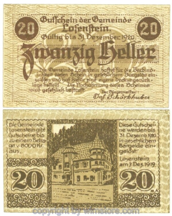 Losenstein, J00566IIIa, 20 Heller; 1