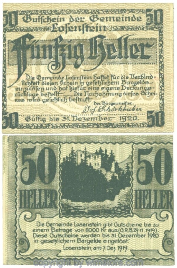 Losenstein, J00566IIIa1, 50 Heller; 1