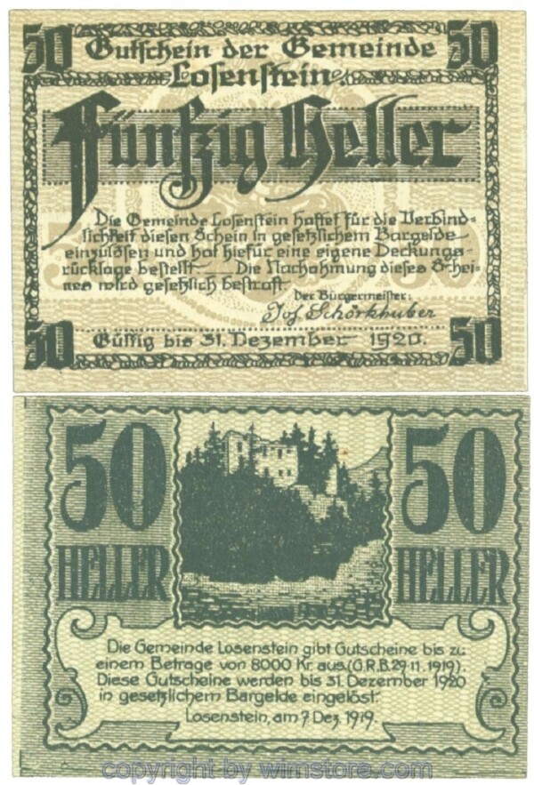 Losenstein, J00566IIIa2, 50 Heller; 1