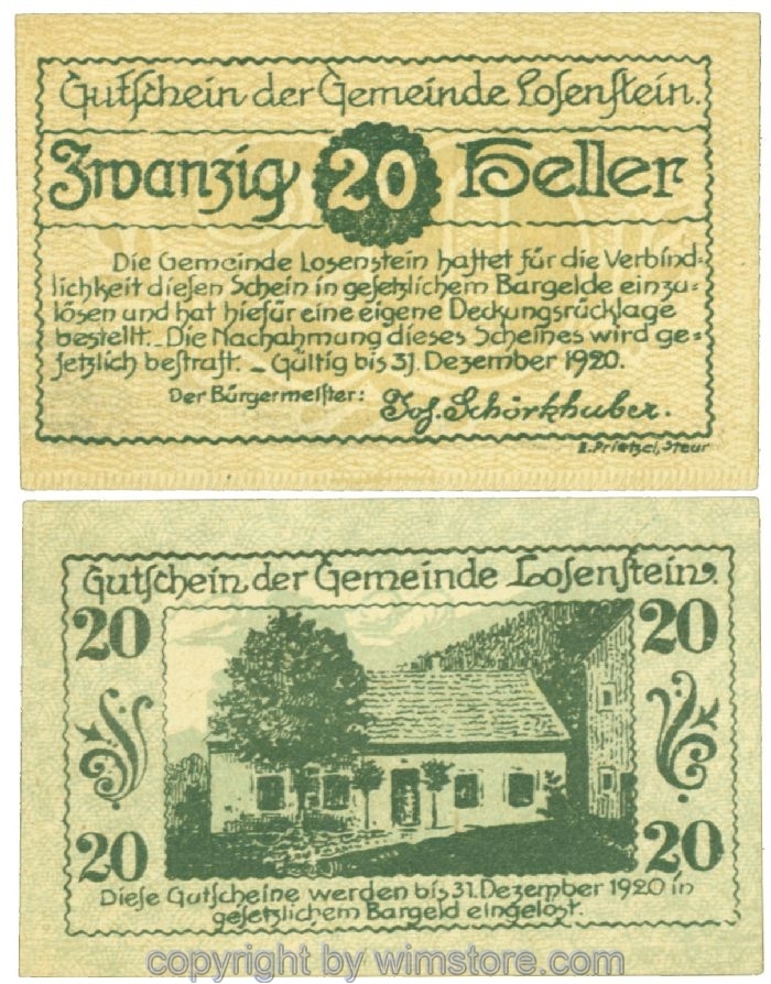 Losenstein, J00566IVb, 20 Heller; 1