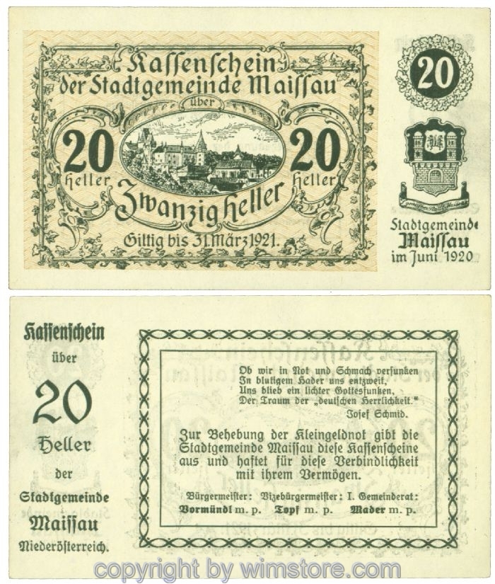 Maissau, J00573a, 20 Heller; 1