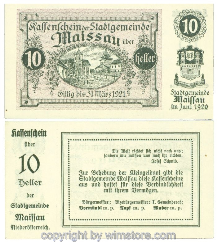 Maissau, J00573g, 10 Heller; 1