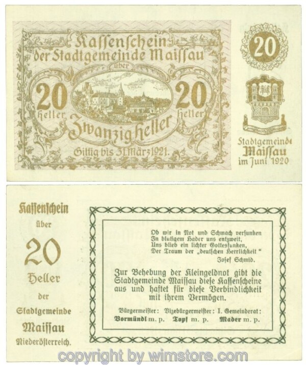 Maissau, J00573i, 20 Heller; 1