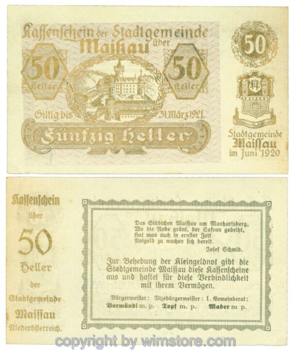 Maissau, J00573i, 50 Heller; 1-