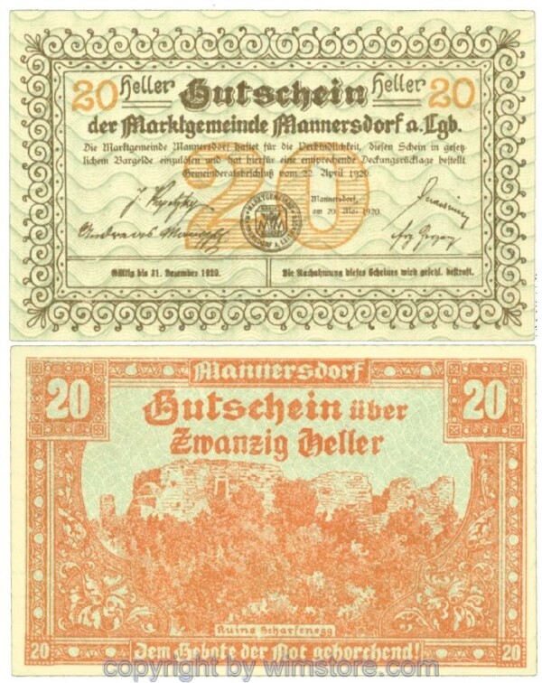 Mannersdorf, J00577a, 20 Heller; 1