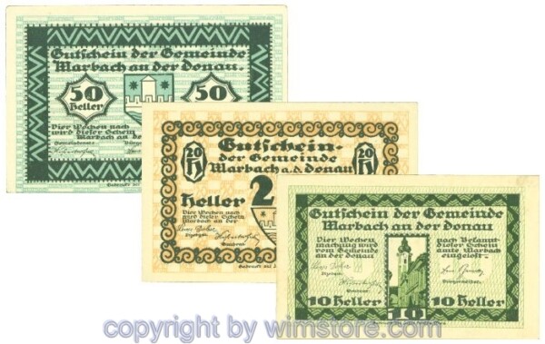 Marbach an der Donau, J00579b, Serie 10, 20, 50 Heller; 1
