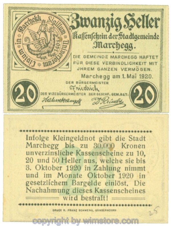 Marchegg, J00580N56a, 20 Heller; 1
