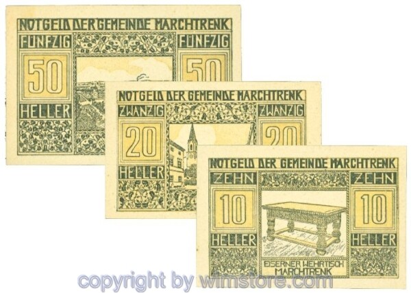 Marchtrenk, J00581b, Serie 10, 20, 50 Heller; 1-2, ggf. min. fleckig