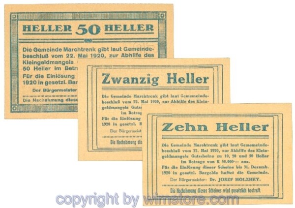 Marchtrenk, J00581c, Serie 10, 20, 50 Heller; -1