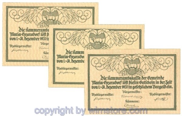 Maria Enzersdorf, J00582a, Serie 10, 20, 50 Heller; 1