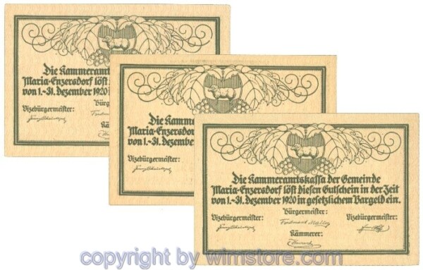 Maria Enzersdorf, J00582b, Serie 10, 20, 50 Heller; 1